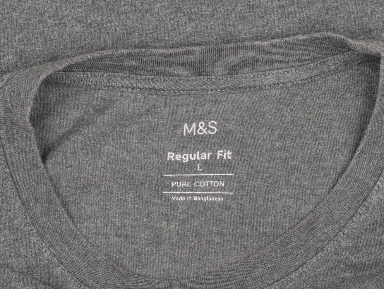 Marks and Spencer Grey Cotton T-Shirt, Unisex L, Casual Style
