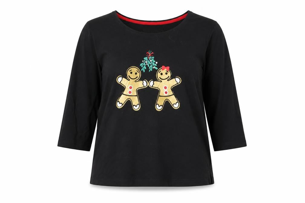 Pretty Secrets Women's Black Christmas T-Shirt, Size 16