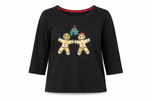 Pretty Secrets Women's Black Christmas T-Shirt, Size 16