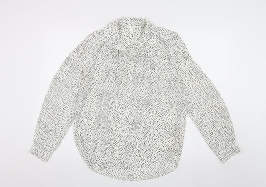 H&M Women's White Polka Dot Blouse UK 6