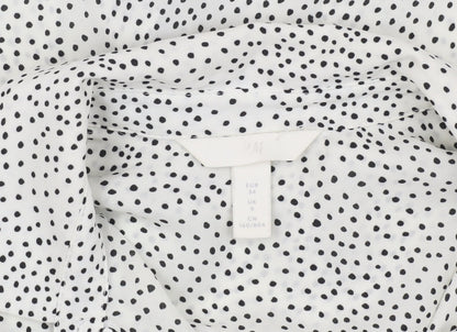 H&M Women's White Polka Dot Blouse UK 6
