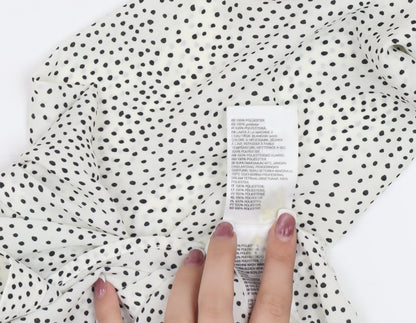 H&M Women's White Polka Dot Blouse UK 6