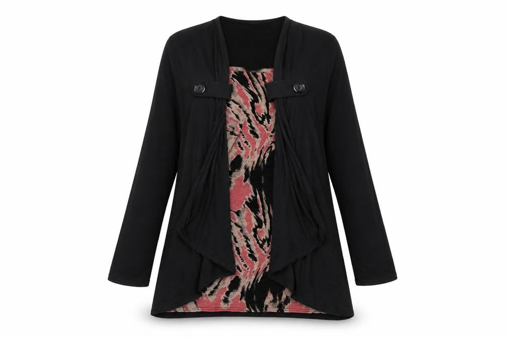 C.M.D Women's Black Cardigan, M Size, 3/4 Sleeve