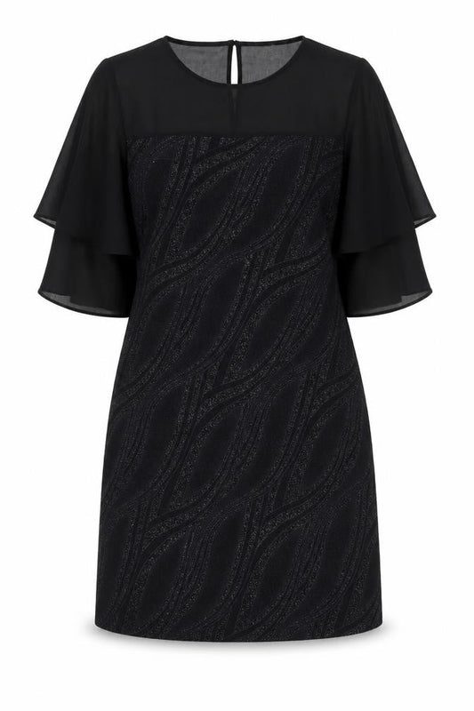 Wallis Women's Black Flutter Sleeve Sheath Dress Size 14