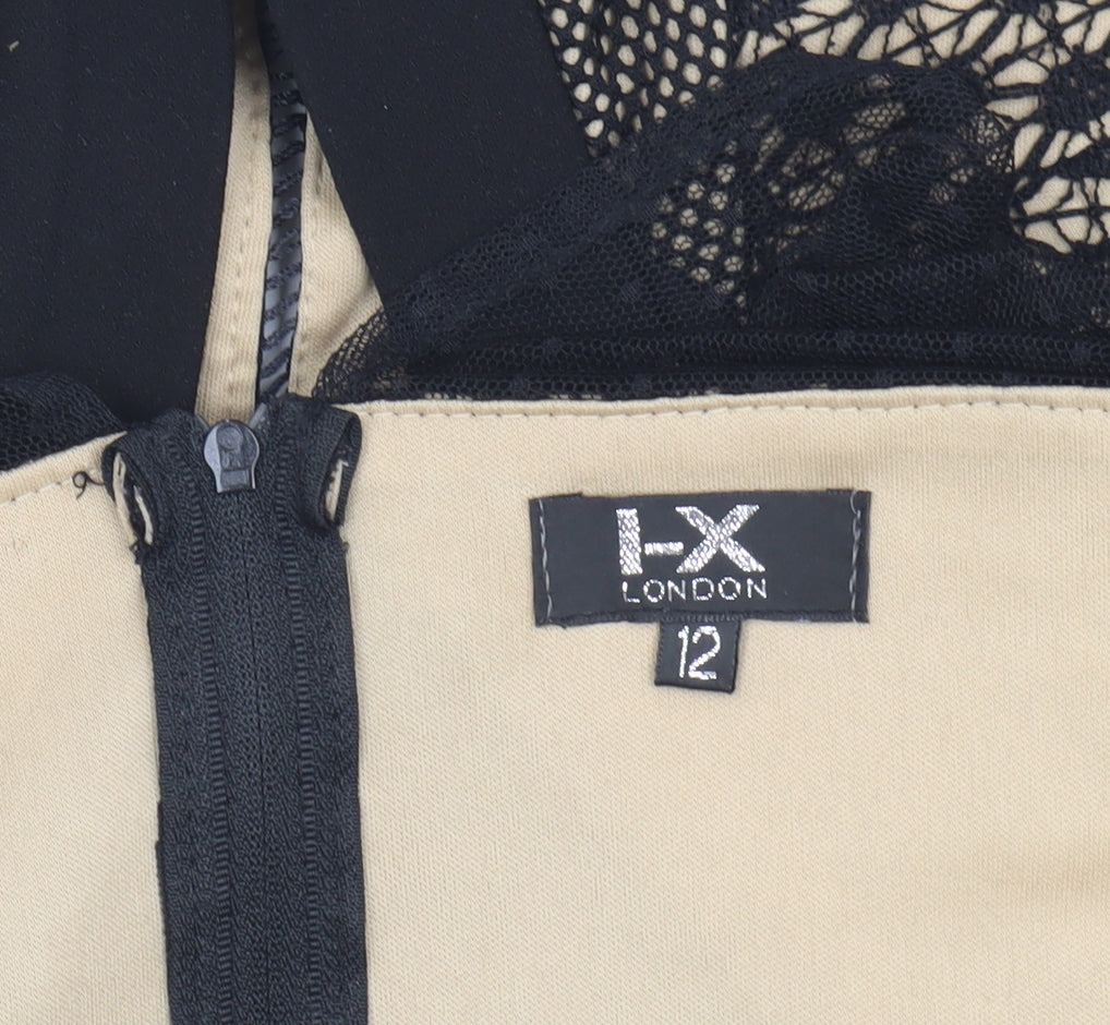 I-X London Women's Black Cropped Lace Blouse, Size 12