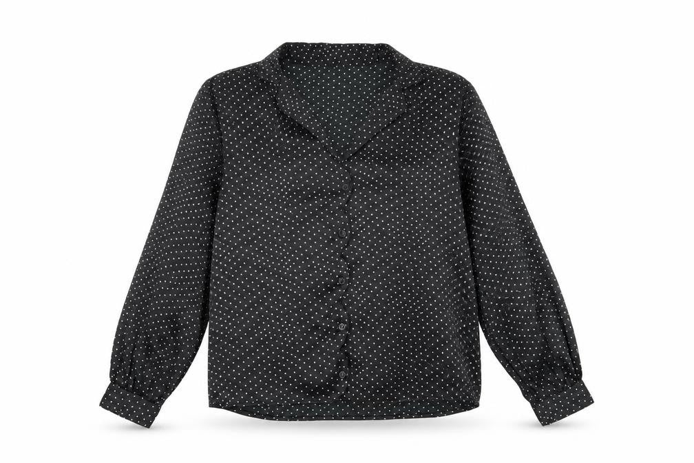 Topshop Women's Black Polka Dot Blouse UK 8
