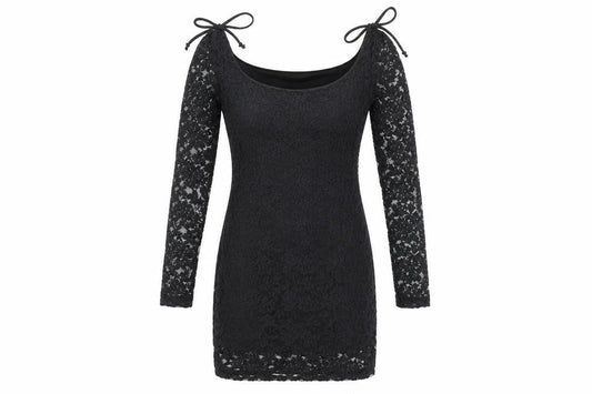 Boohoo Women's Black Lace Bodycon Dress Size 8