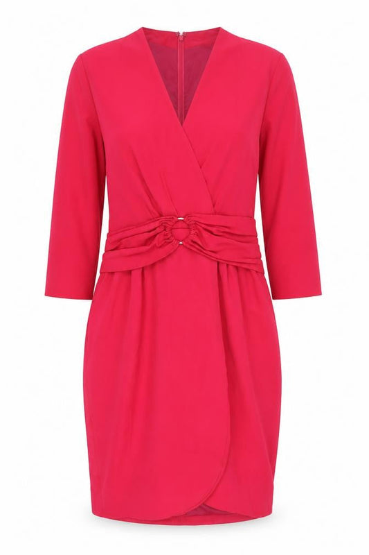 Reiss Red Wrap Dress, Size 8, 3/4 Sleeve, Lined