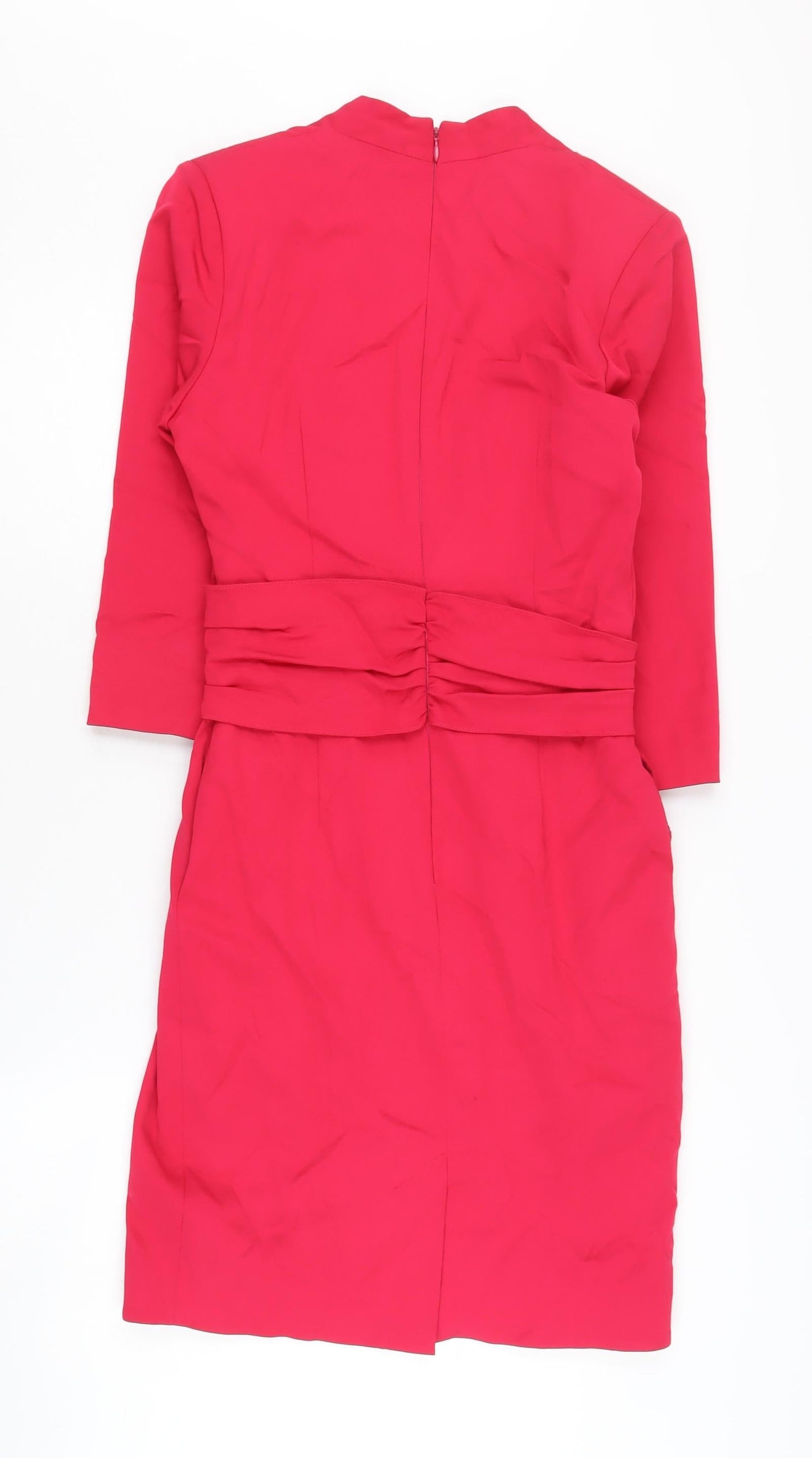 Reiss Red Wrap Dress, Size 8, 3/4 Sleeve, Lined