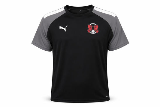 Front view of Puma Men's Black Short Sleeve Active Shirt, M