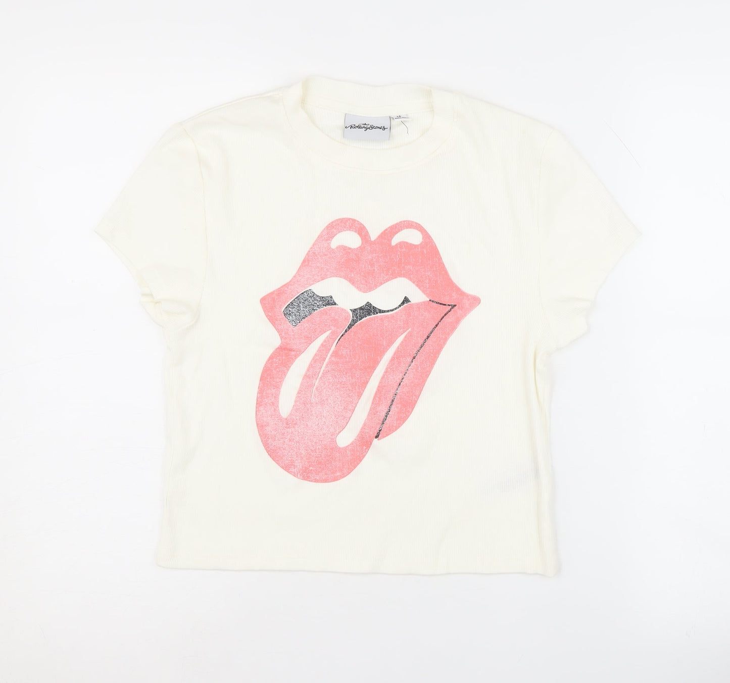 Rolling Stones Women's White M T-Shirt Music Graphic Tee