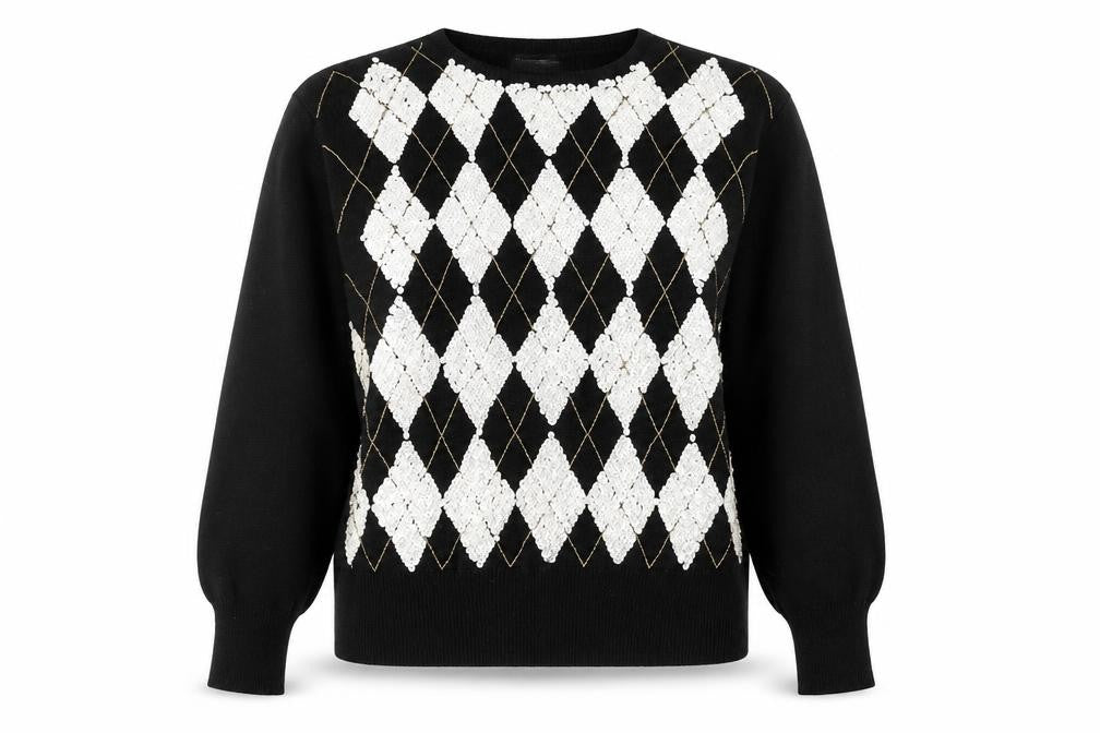 Liz Claiborne Women's Black L Sequined Pullover Jumper