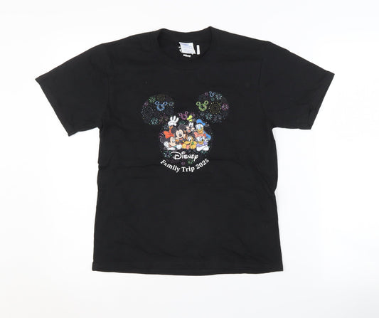 Disney Black Graphic Print Unisex Kids T-Shirt 9-10 Years