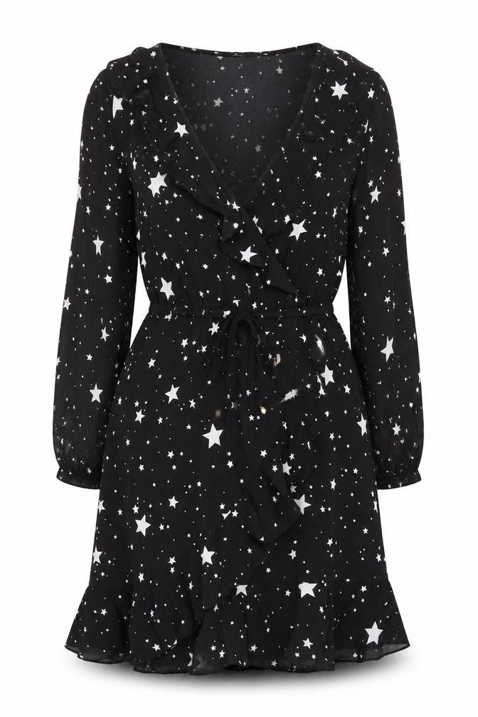 Oasis Women's Black Star Wrap Dress - Size 12