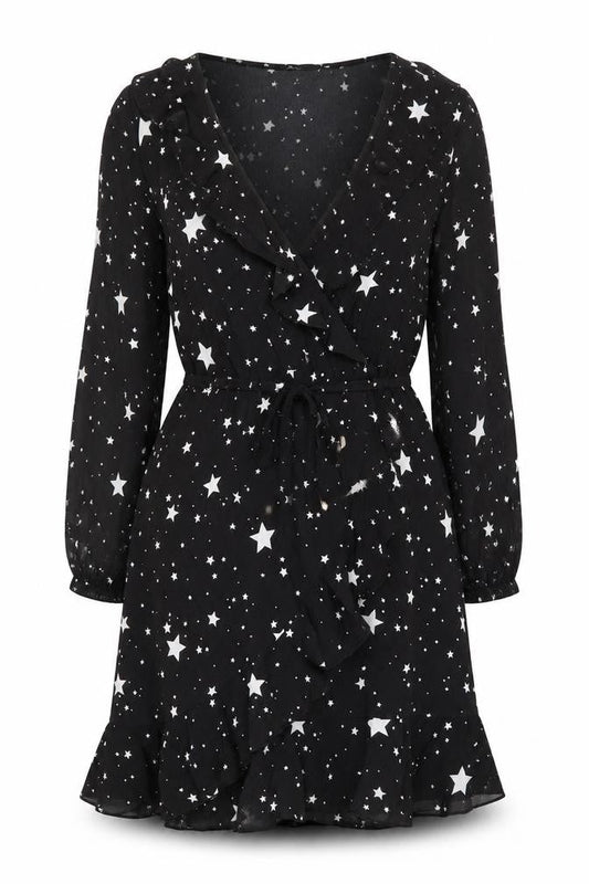 Oasis Women's Black Star Wrap Dress - Size 12
