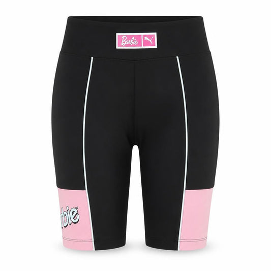 Front view of Puma Barbie Women’s Biker Shorts XS Black Pink