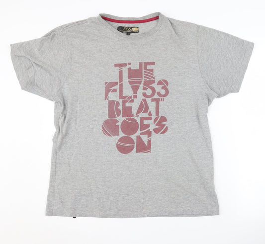 FLY53 Men's Grey Graphic Print T-Shirt L