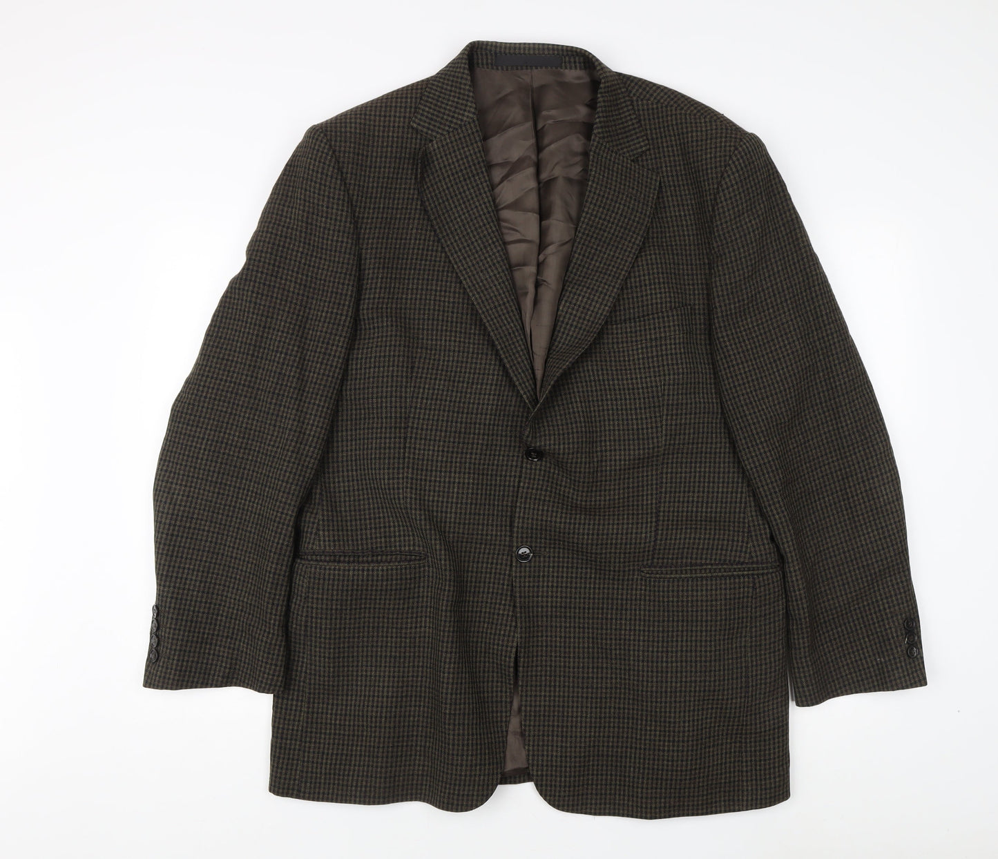 Marks and Spencer Men's Brown Check Blazer, Size 42R, Wool