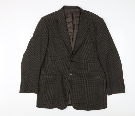 Marks and Spencer Men's Brown Check Blazer, Size 42R, Wool