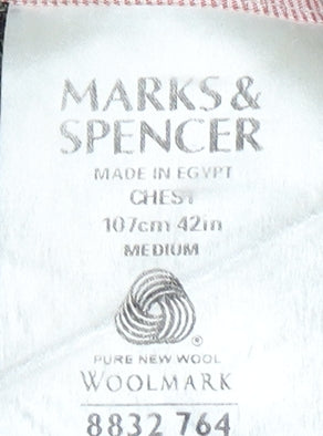 Marks and Spencer Men's Brown Check Blazer, Size 42R, Wool