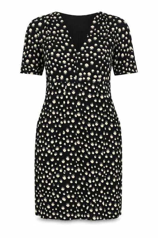 Whistles Women's Black Polka Dot V-Neck Dress Size 10