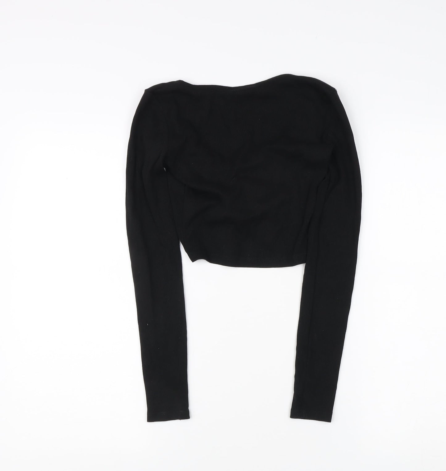 Zara Women's Black Cropped Blouse, Size S, Long Sleeve