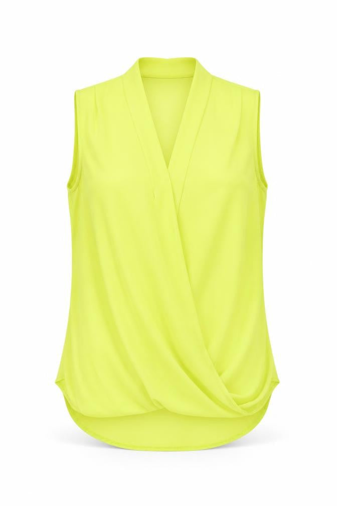 New Look Women's Yellow Wrap Blouse, Size 12