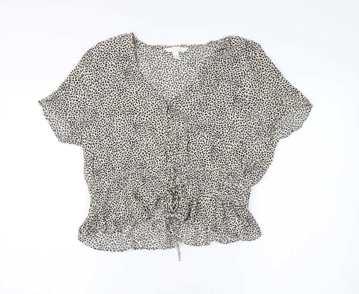 H&M Women's Multicoloured Blouse Size 16 V-Neck Animal Print