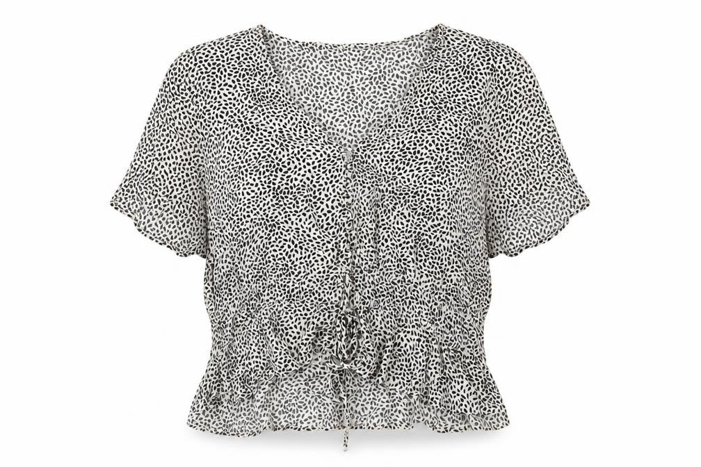 H&M Women's Multicoloured Blouse Size 16 V-Neck Animal Print