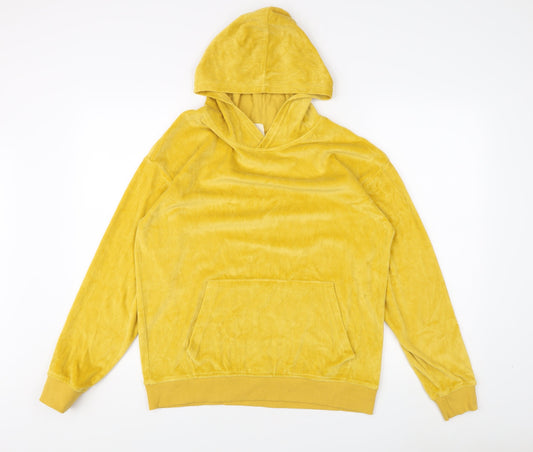H&M Girls Yellow Velour Hoodie, Pullover Style, Size 14 Years