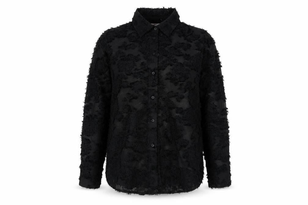 H&M Women's Black Collared Long Sleeve Blouse, Size 12