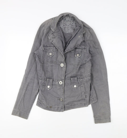 New Look Women's Grey Trench Coat Jacket, Size 8, Cotton