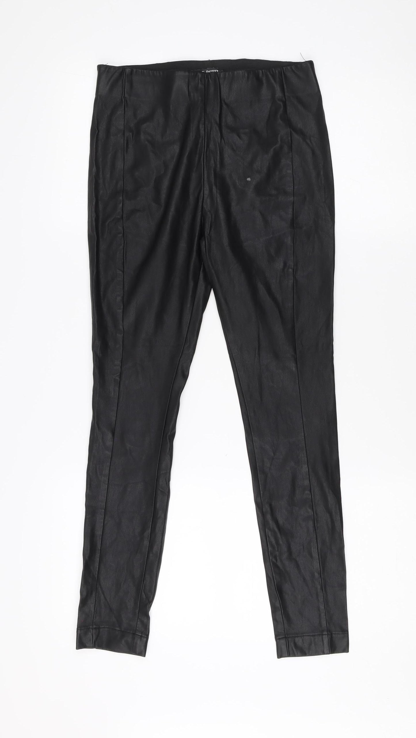 Next Petite Black Faux Leather Skinny Trousers