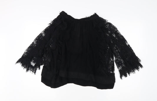 Zara Women's Black Lace Kimono Blouse M