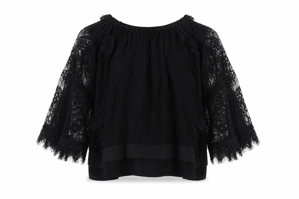 Zara Women's Black Lace Kimono Blouse M