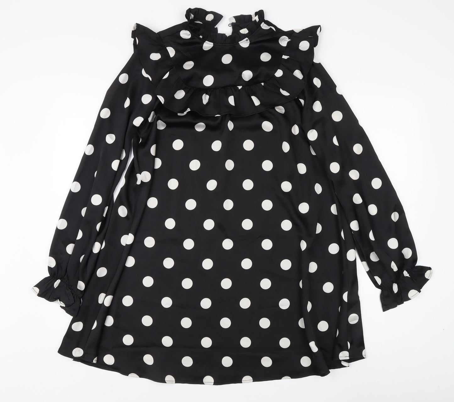 New Look Women's Black Polka Dot Long Sleeve Dress