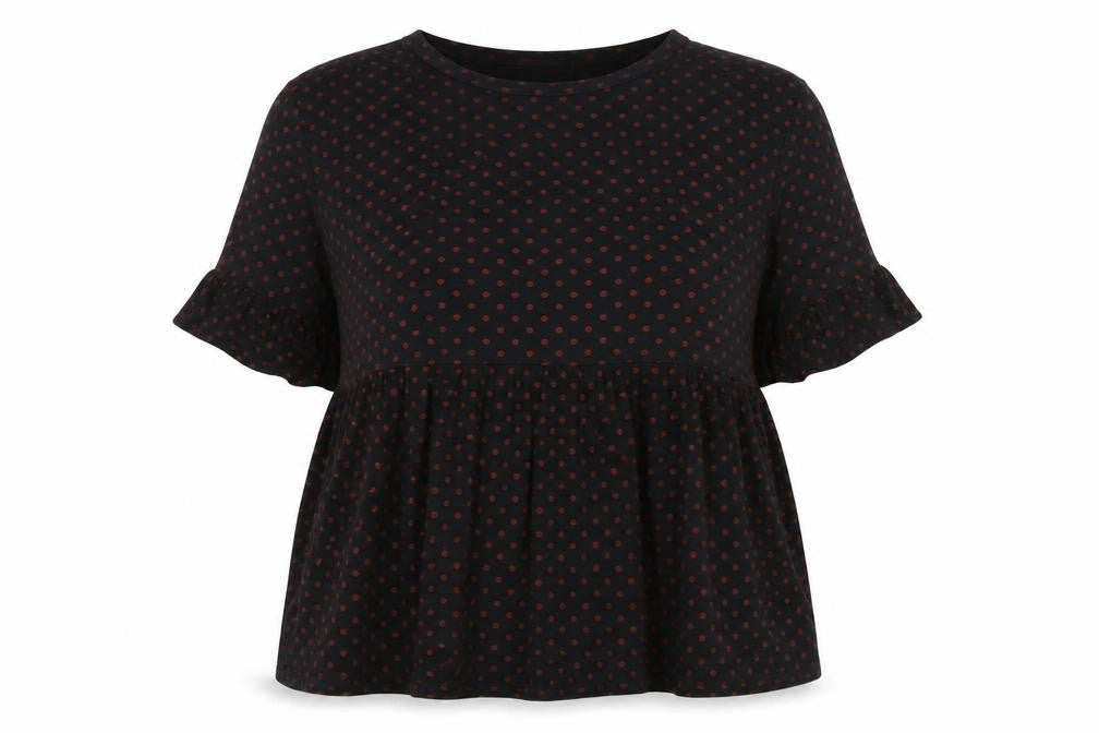 New Look Women's Black Polka Dot Top Size 16