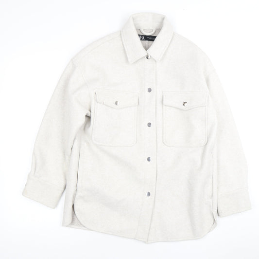 Zara Women's Ivory XS Basic Jacket with Buttons