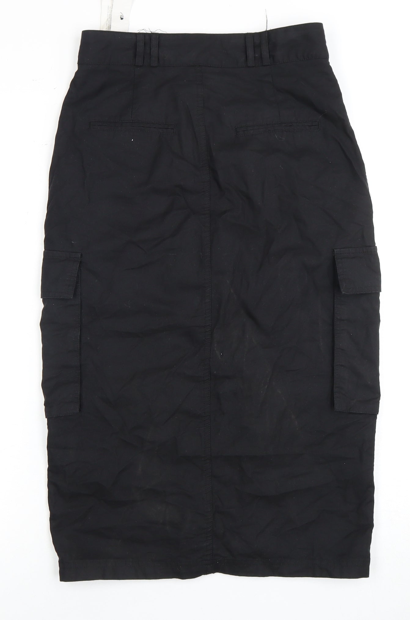 Stradivarius Women's Black Cargo Midi Skirt Size 6 with Pockets
