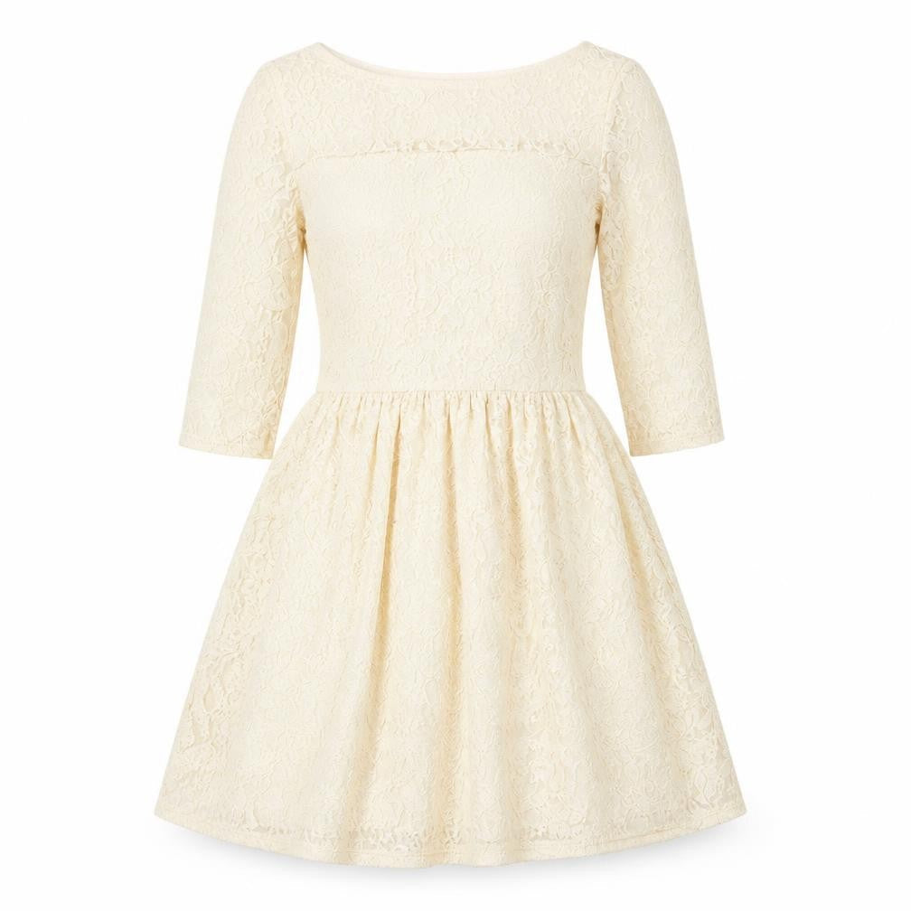 River Island Beige Fit & Flare Dress Women Size 8