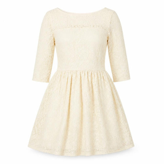 River Island Beige Fit & Flare Dress Women Size 8