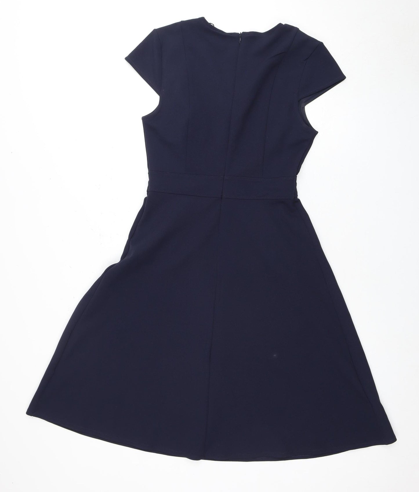 H&M Women's Blue Short Sleeve V-Neck Dress, Size S