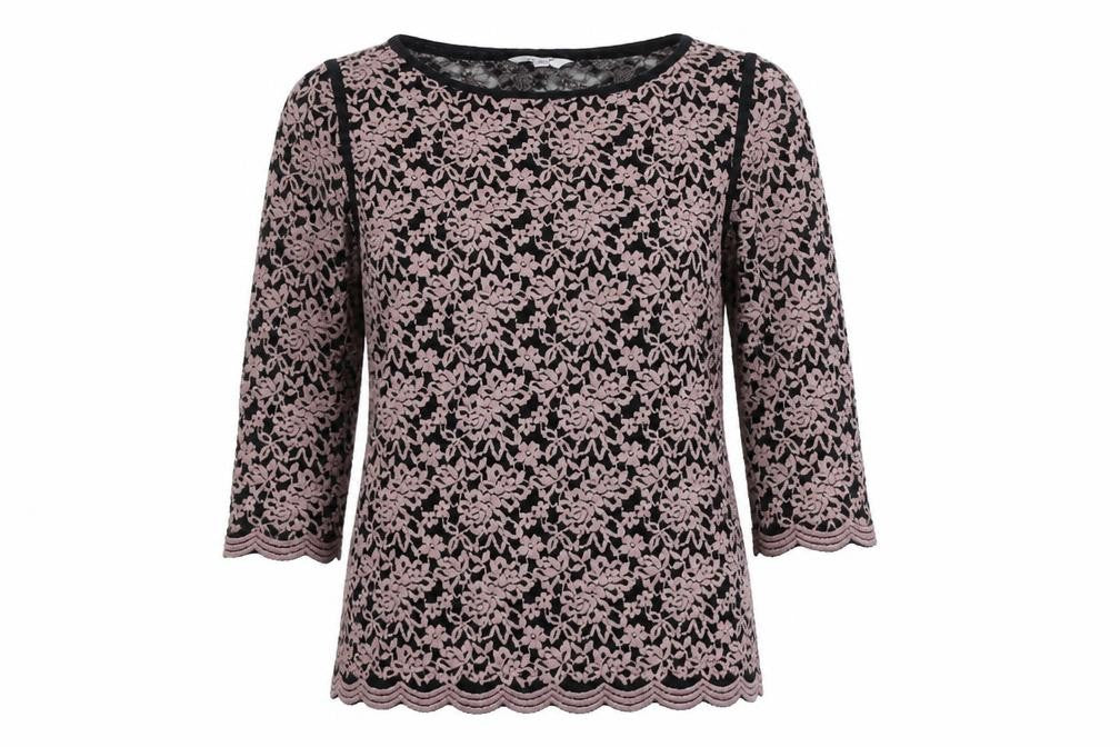 Per Una Women's Pink Floral Lace Blouse Size 14