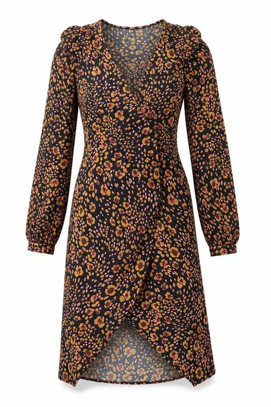 Vero Moda Women Animal Print Long Sleeve Dress Size 8