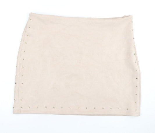 Next Women's Beige Mini Pencil Skirt, Size 16, Studded
