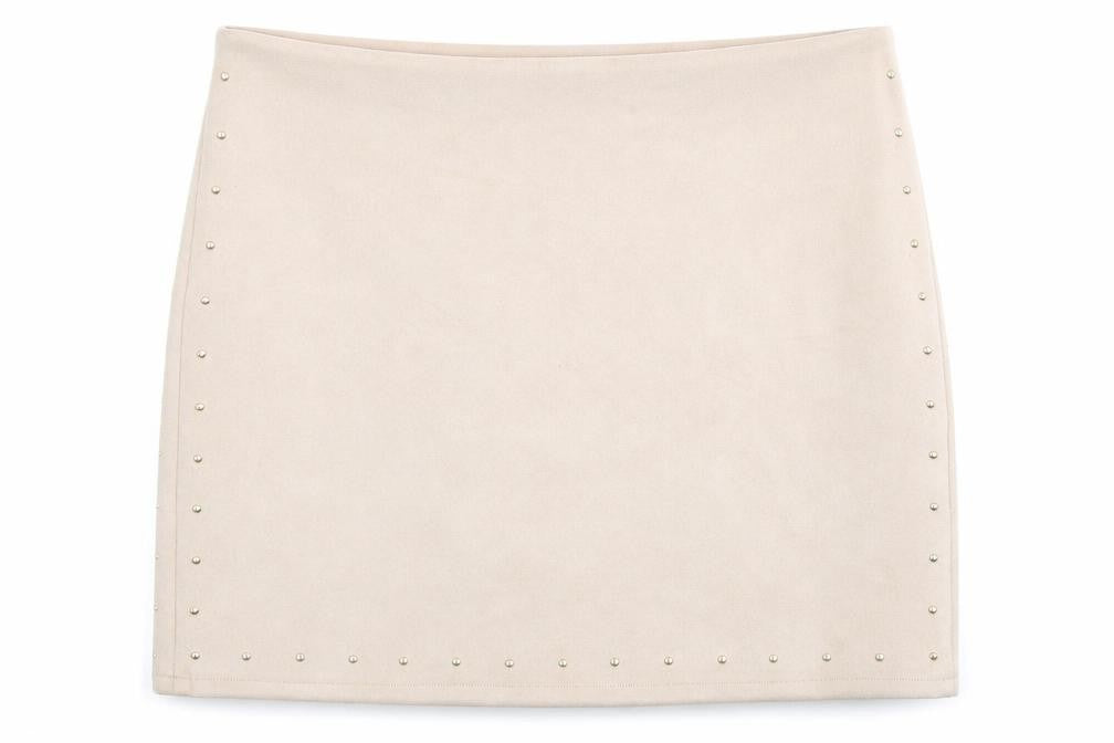 Next Women's Beige Mini Pencil Skirt, Size 16, Studded