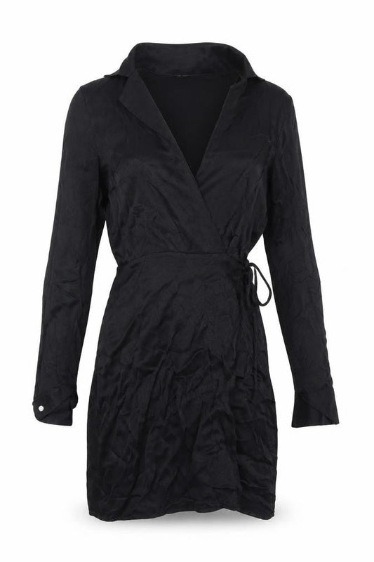 Mango Women's Black XS Wrap Dress Long Sleeve