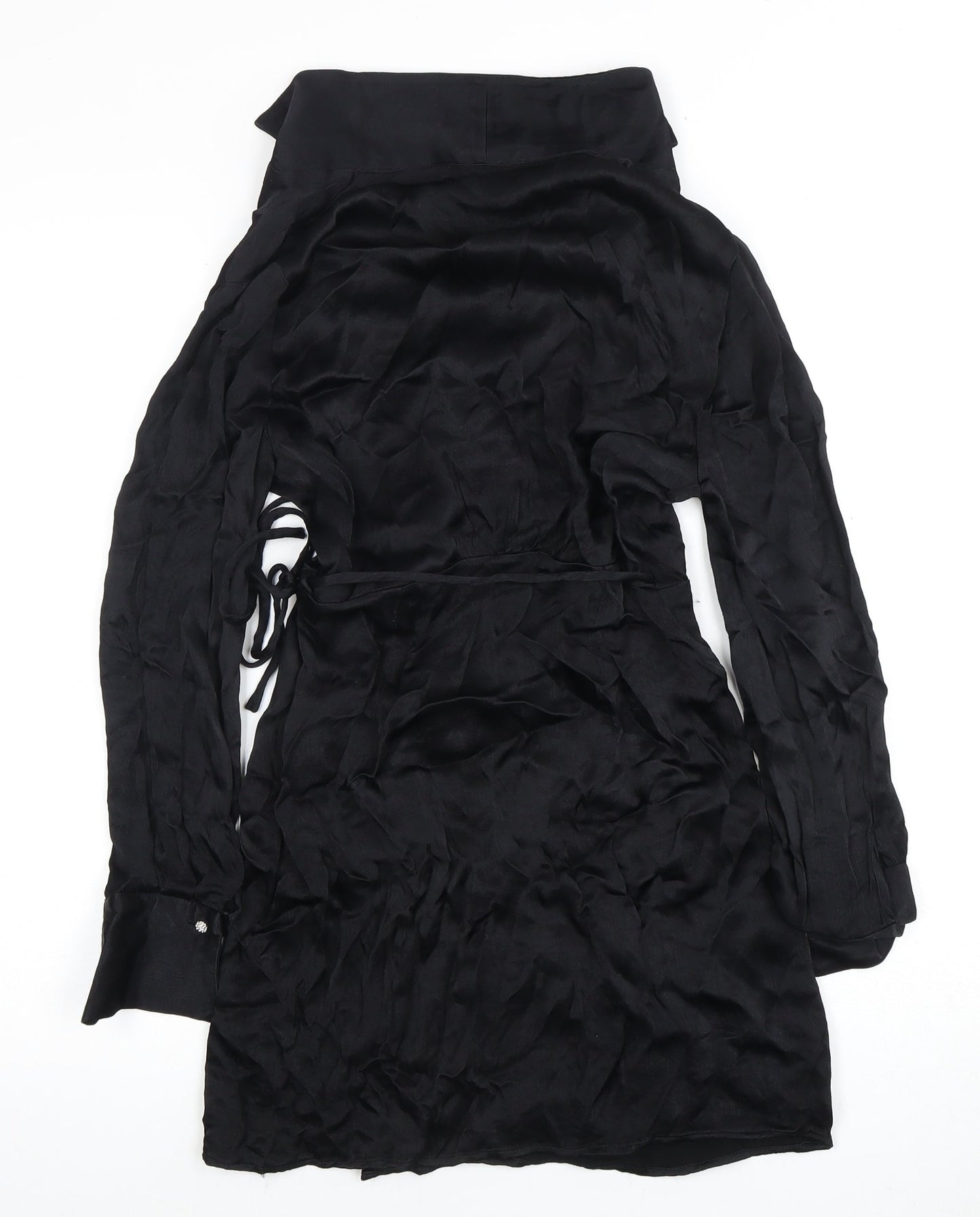 MNG Women's Black XS Wrap Dress Long Sleeve