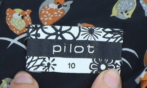 Pilot Black Animal Print Women's Dress Size 10