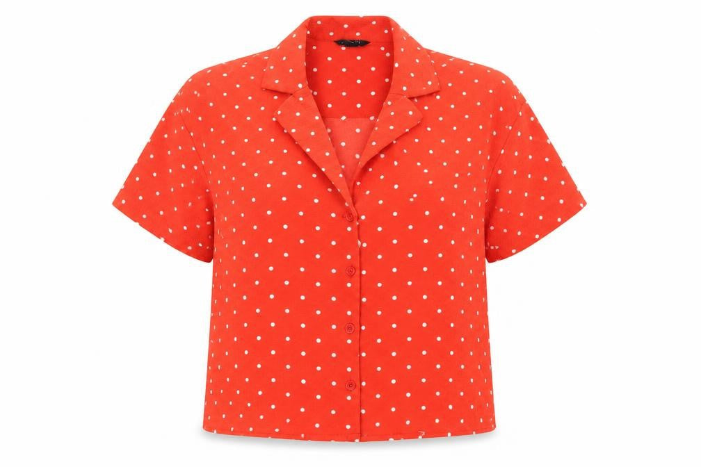 Monki Women's Red Polka Dot Button-Up Shirt XS